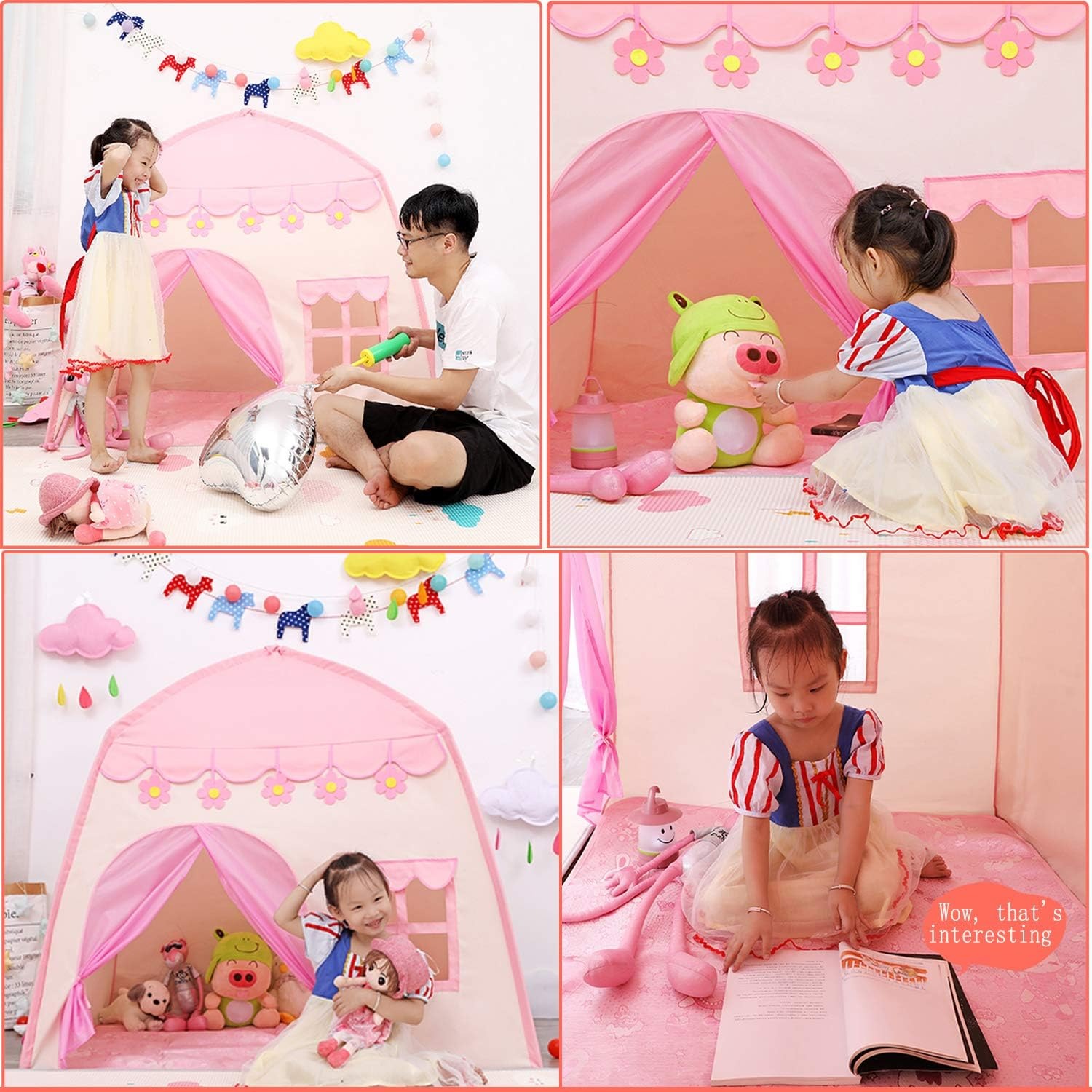 Blue Castle Play Tent with Star Lights and Carry Bag