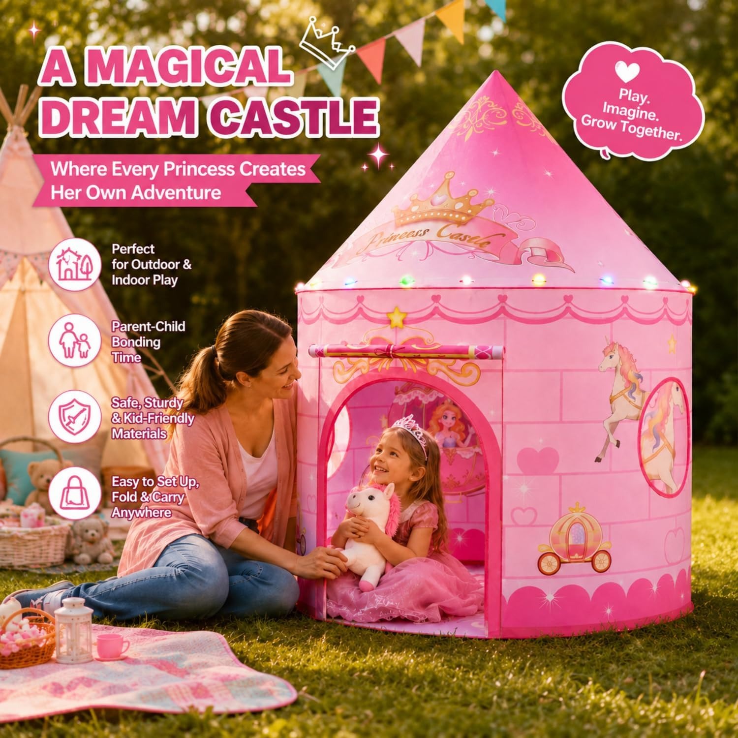 Princess Pop Up Tent with Lights