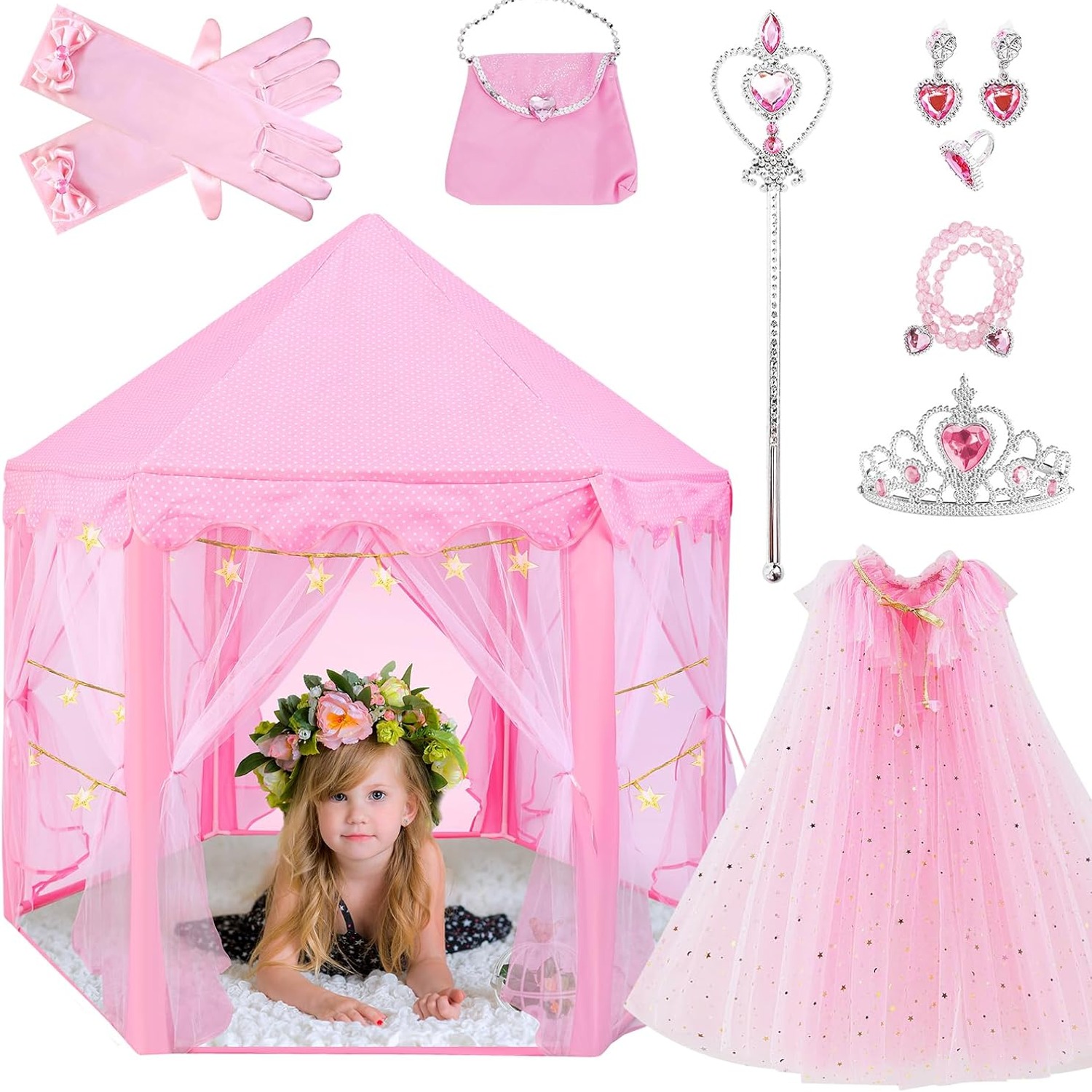 Princess Tent with Dress Up Cape Set