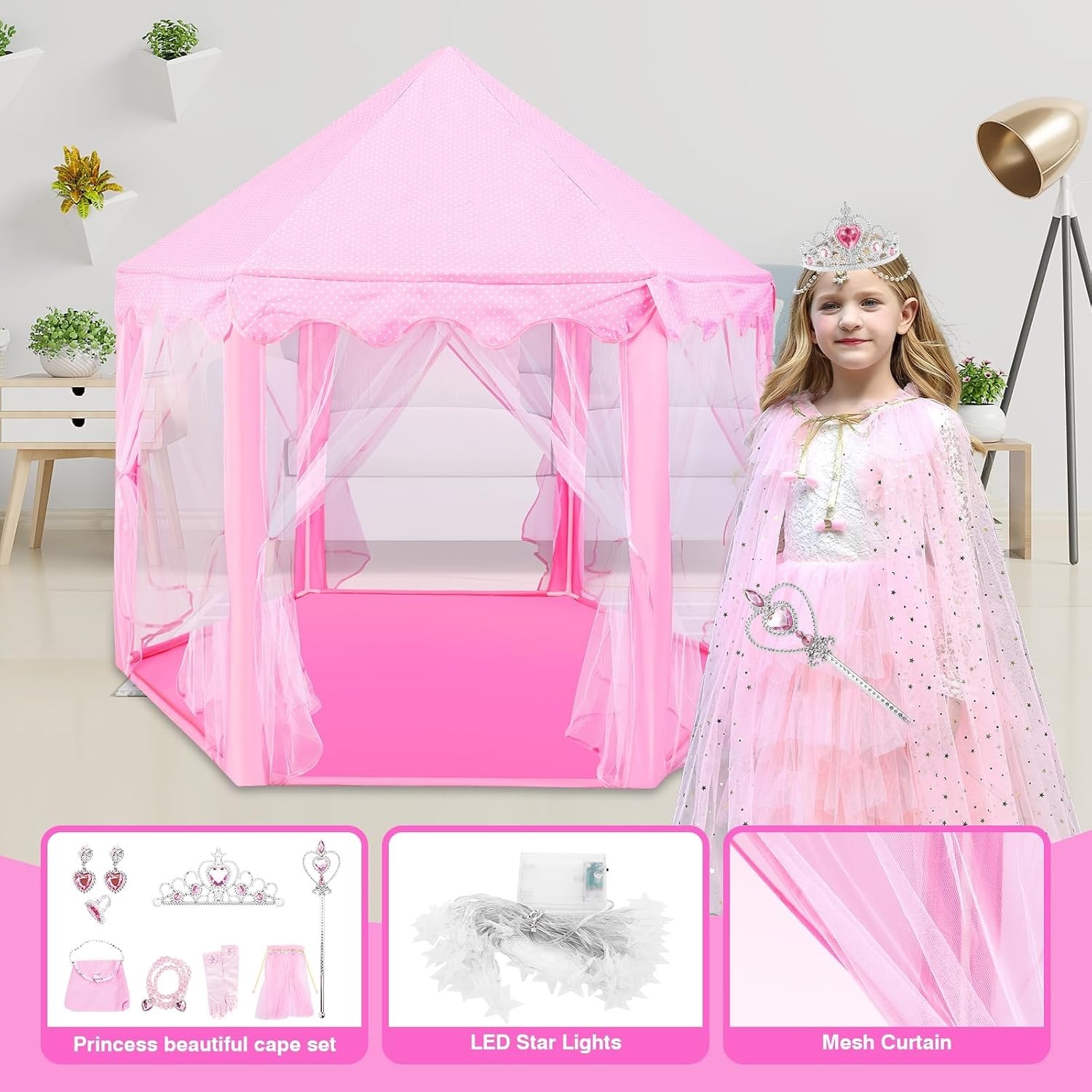 Princess Tent with Dress Up Cape Set
