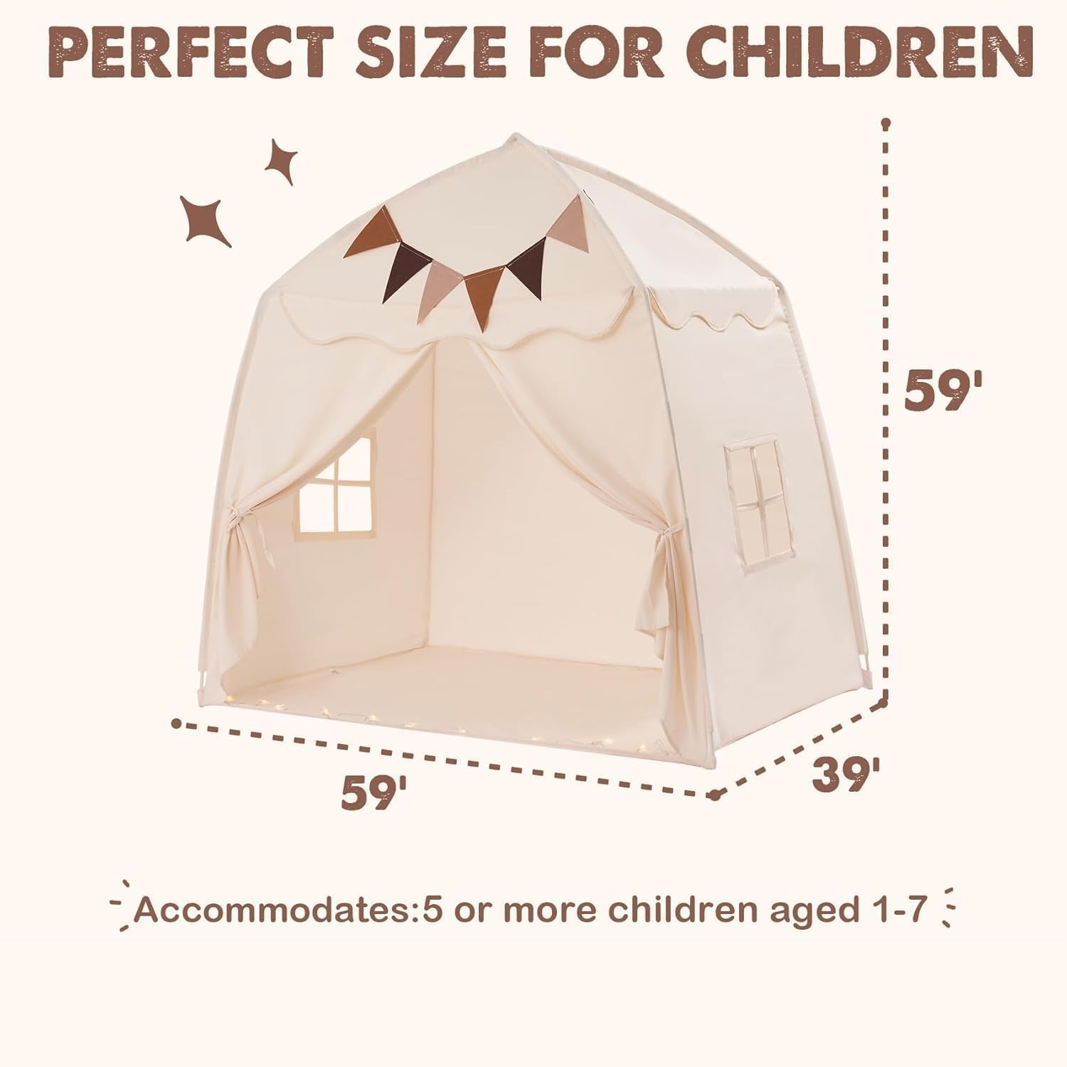 Foldable Play Tent with Mat and Flags