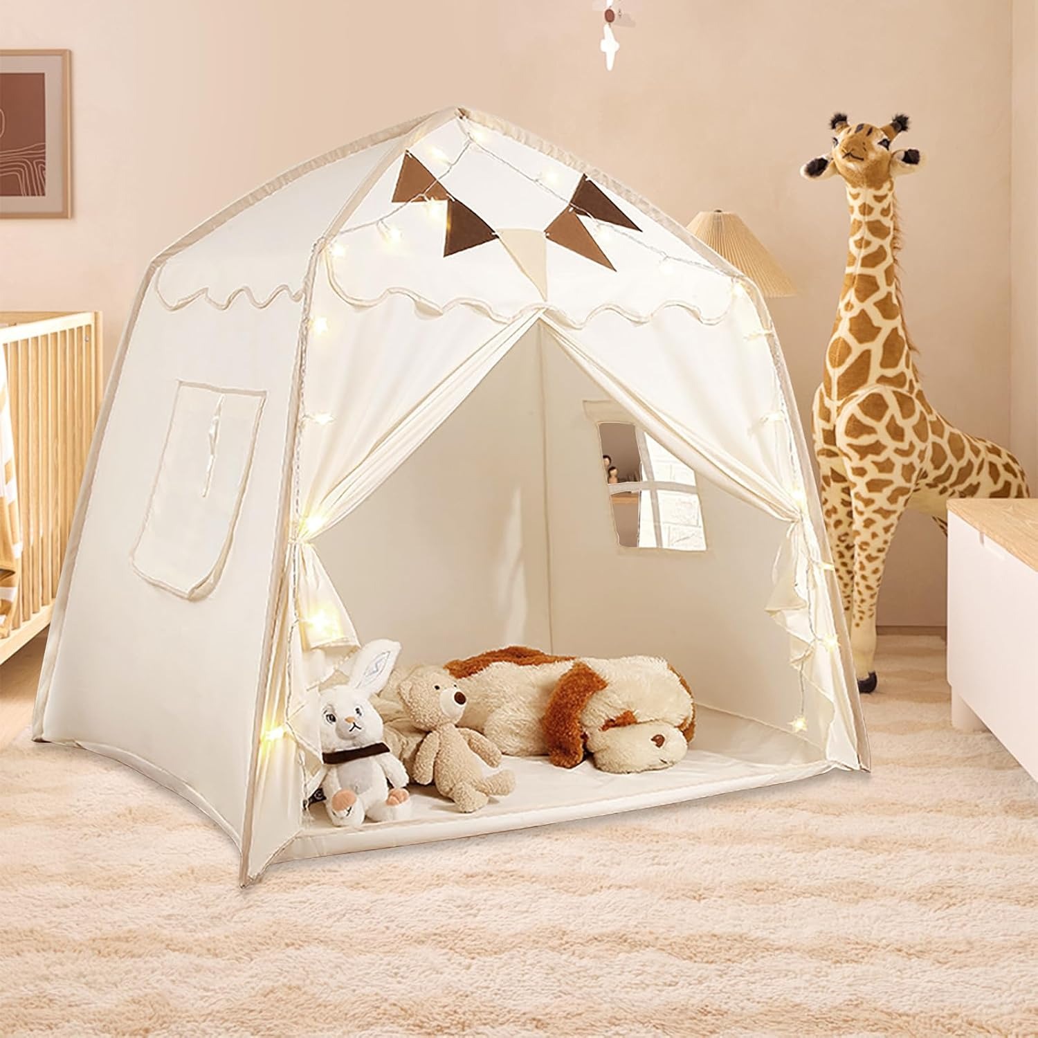 Foldable Play Tent with Mat and Flags