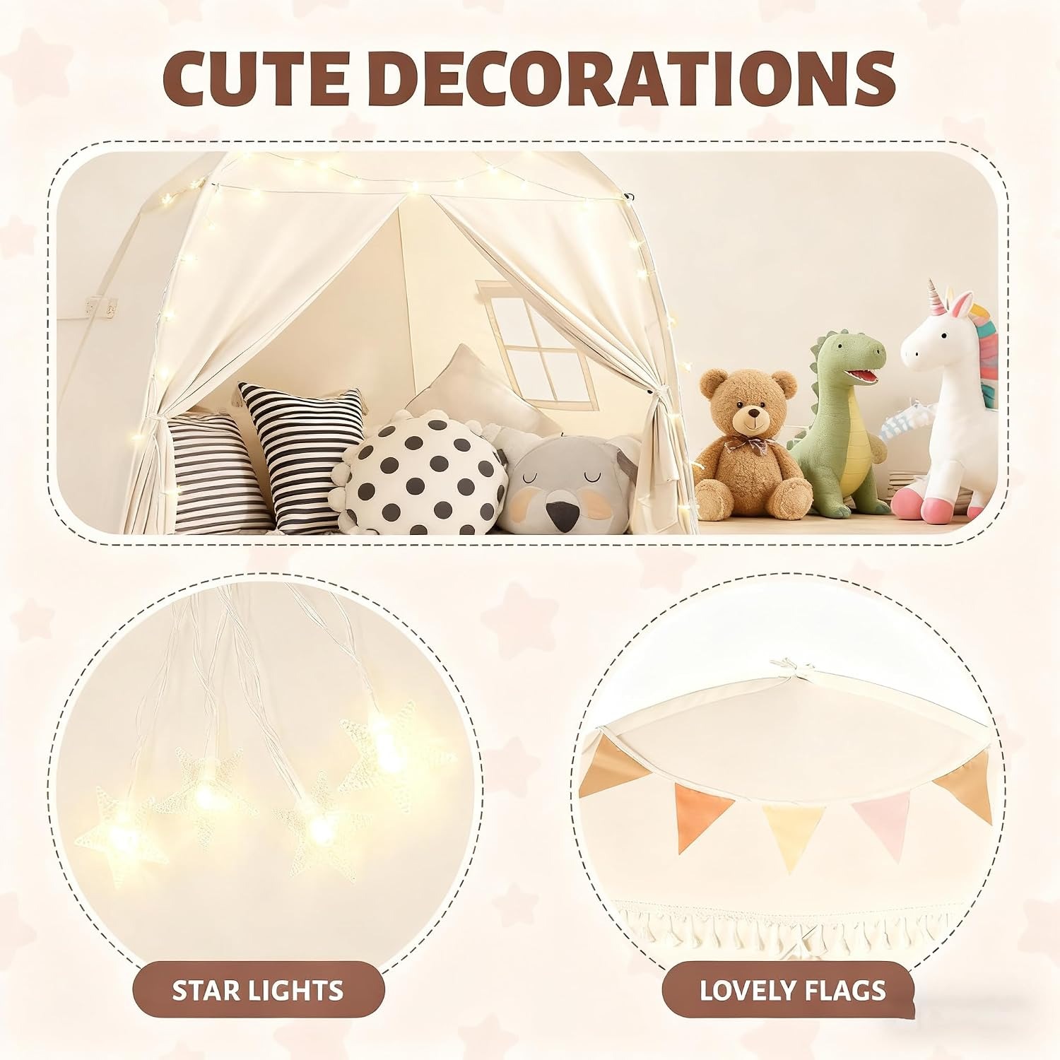 Foldable Play Tent with Mat and Flags