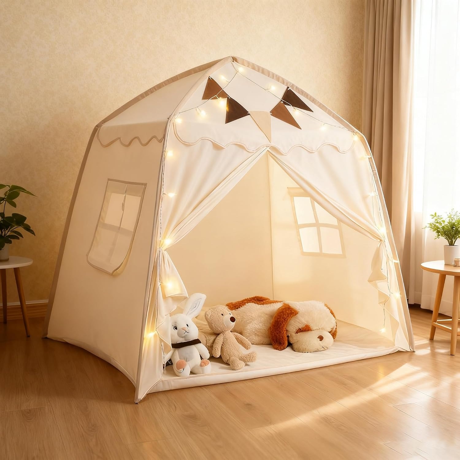 Foldable Play Tent with Mat and Flags