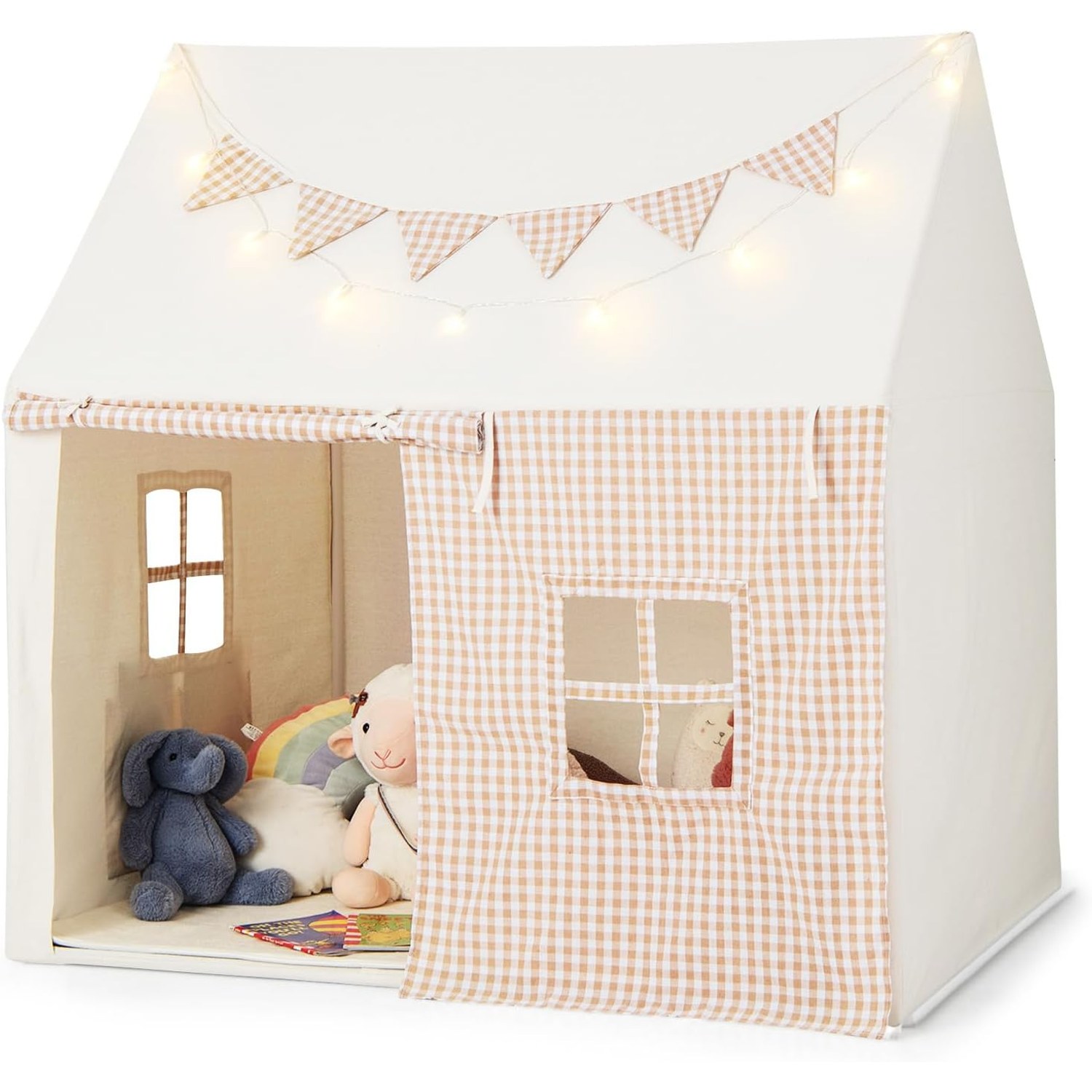 Plaid Playhouse Tent with Padded Mat