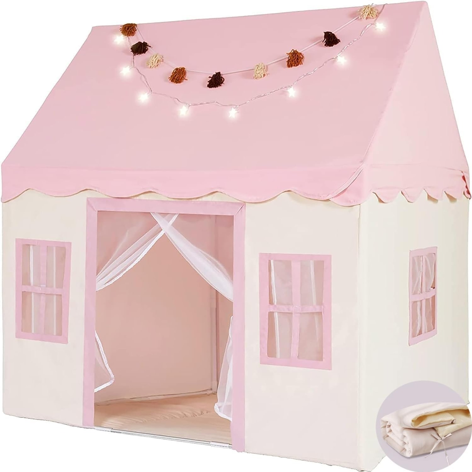 Play Tent with Mat, Star Lights and Windows