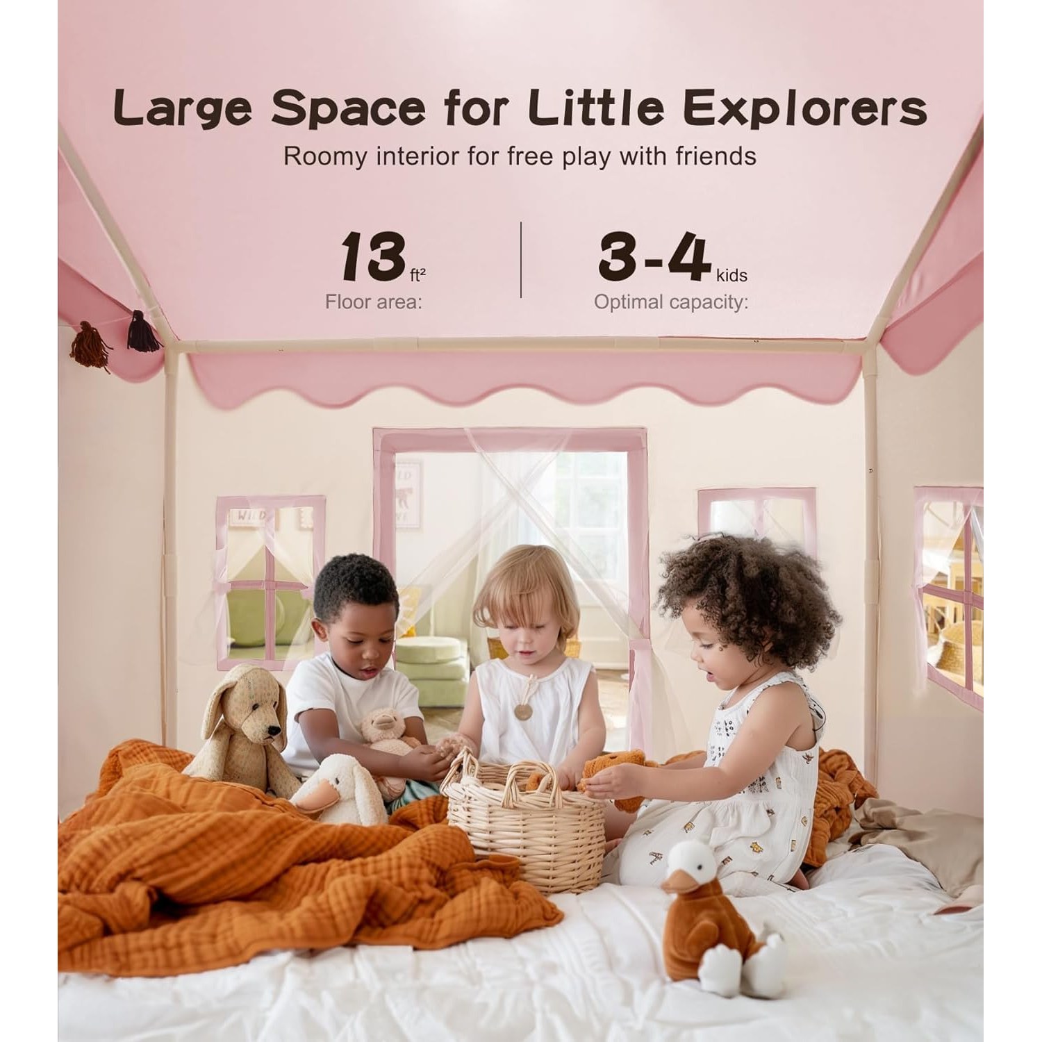 Play Tent with Mat, Star Lights and Windows