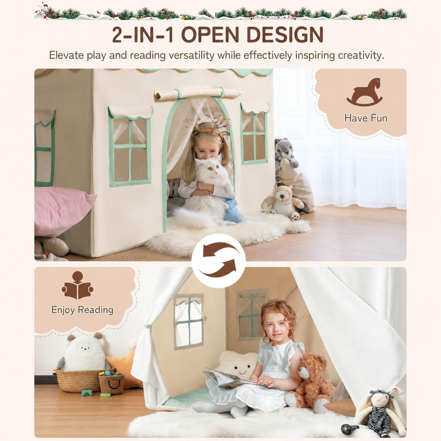 Two Door Play Tent with Padded Mat: image 3