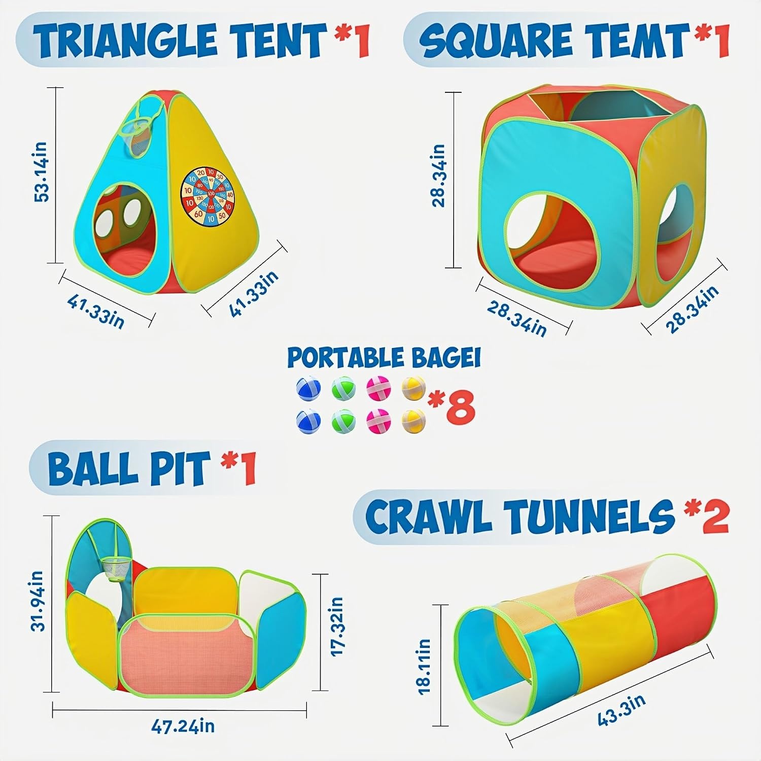 Five Piece Play Tunnel Set