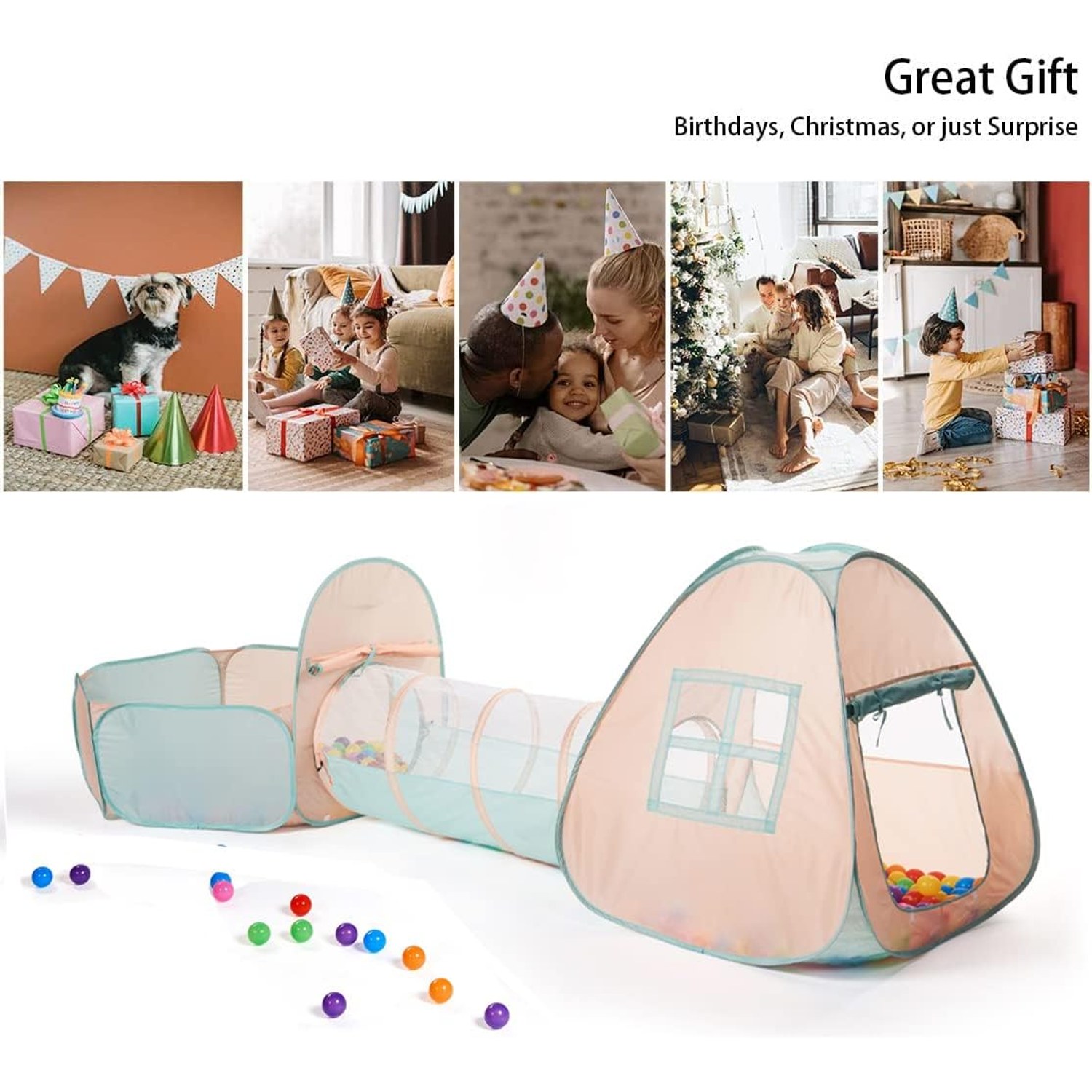 Three Piece Play Tent and Tunnel Set