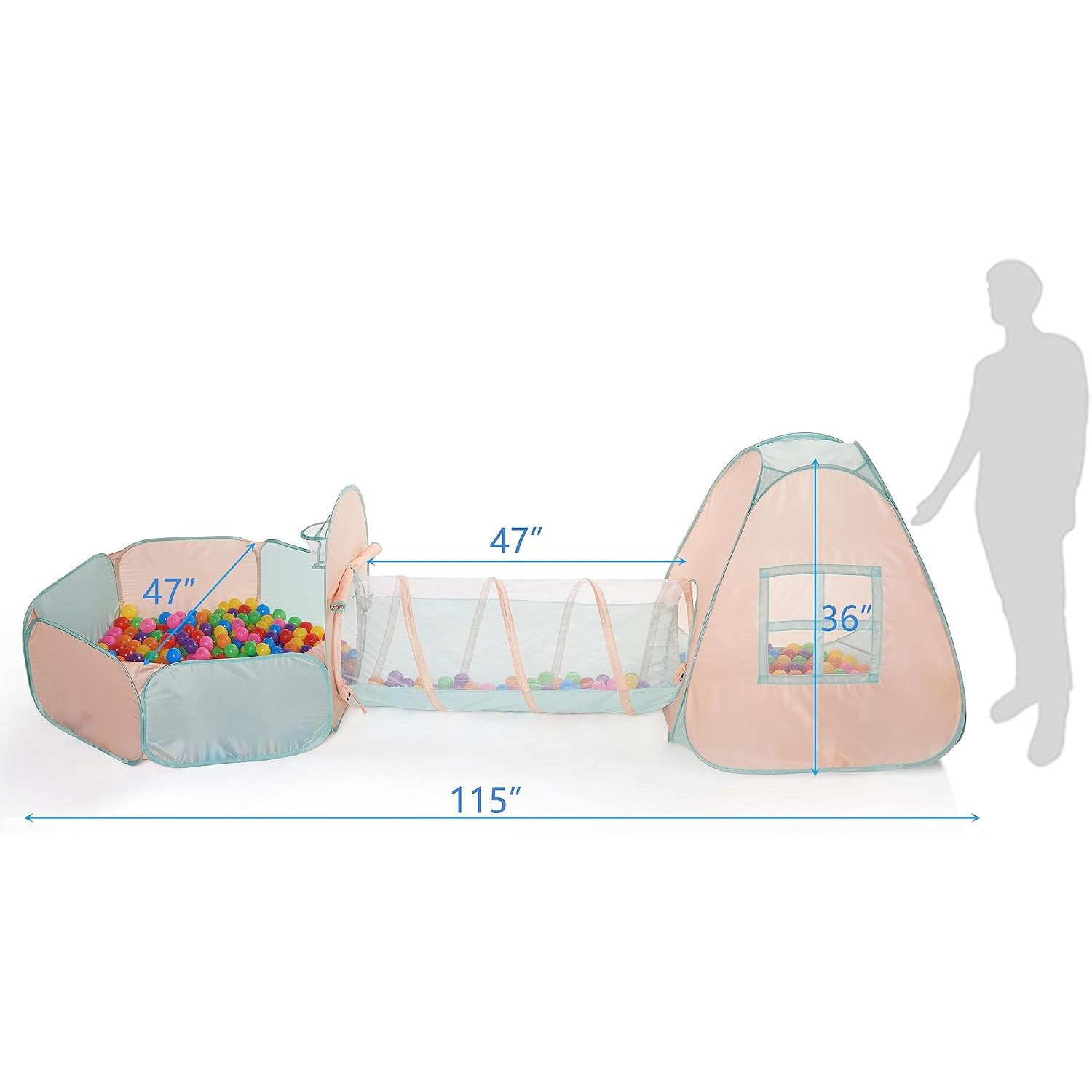 Three Piece Play Tent and Tunnel Set